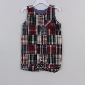 2000s babyGap 6-12m Madras Plaid Sleeveless Shortie Romper